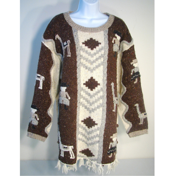The Alpine Collection Sweaters - Vintage Aztec Wool Blend Mexican Sweater Amazing